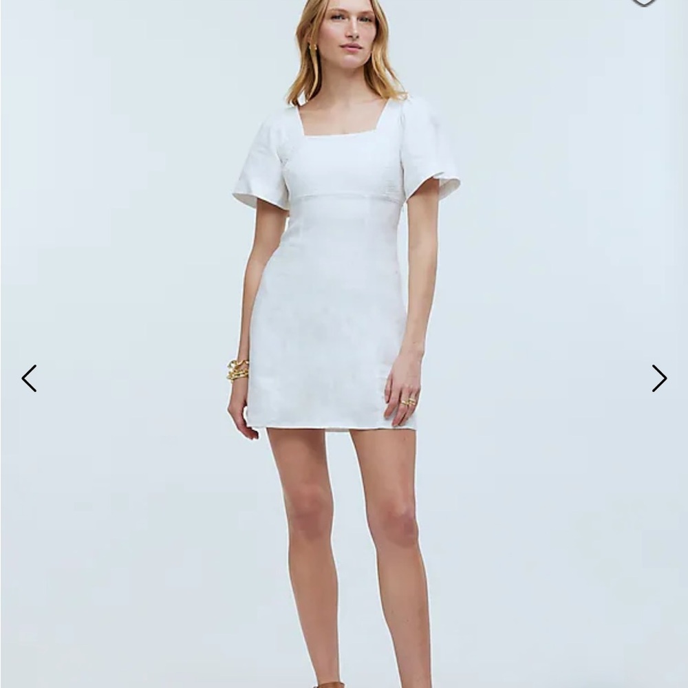 NWT Madewell Square-Neck Mini Dress in 100% Linen size 6